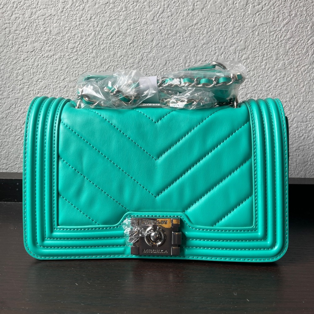 Badgley Mischka Teal Quilted Crossbody Bag